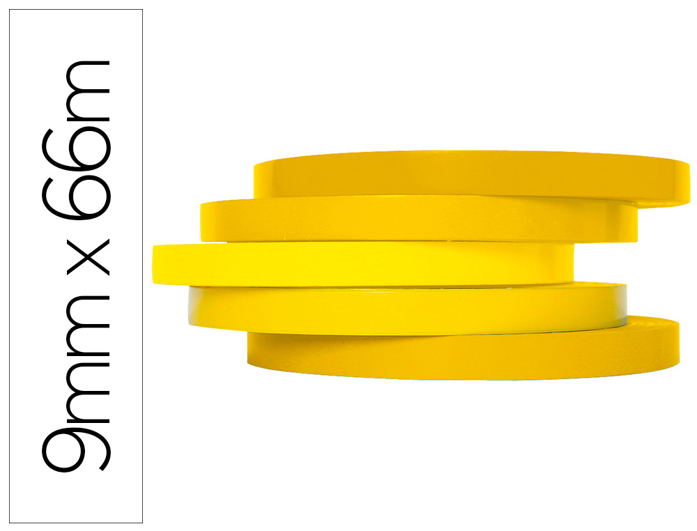 Cinta adhesiva q-connect 66 mt x 9 mm amarilla para cerrar bolsas