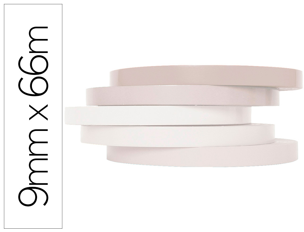 Cinta adhesiva q-connect 66 mt x 9 mm blanco para cerrar bolsas