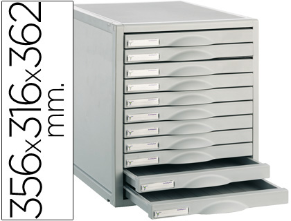 Fichero cajones de sobremesa 8211c 356x316x362 mm 11 cajones color gris