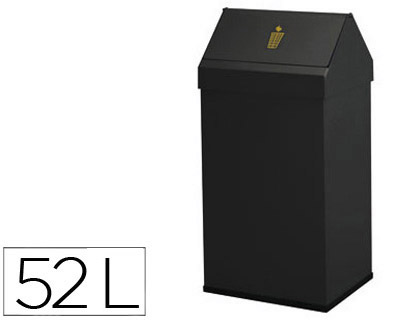 Papelera metalica basculante ganchos interiores aro inferior pvc ancho 32cm alto 65cm fondo 25cm capacidad 52l