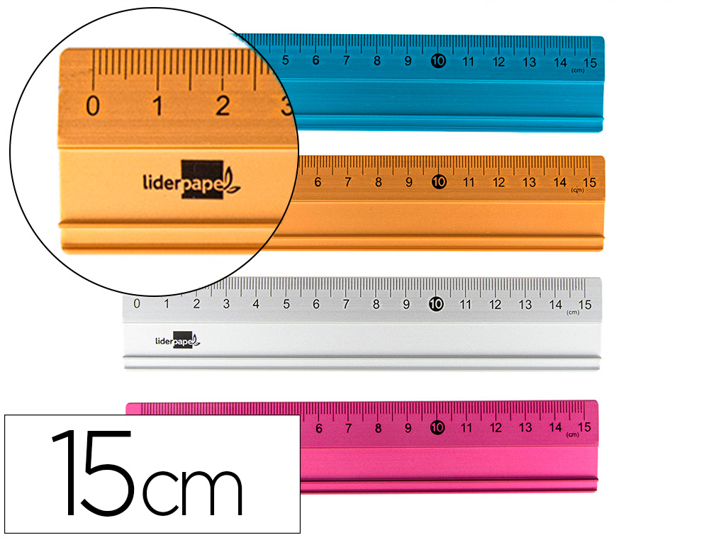 Regla liderpapel 15 cm aluminio colores surtidos