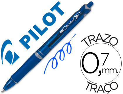 Boligrafo pilot acroball azul tinta aceite punta de bola de 1,0mm retractil