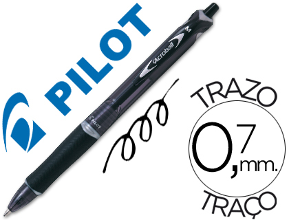 Boligrafo pilot acroball negro tinta aceite punta de bola de 1,0mm retractil