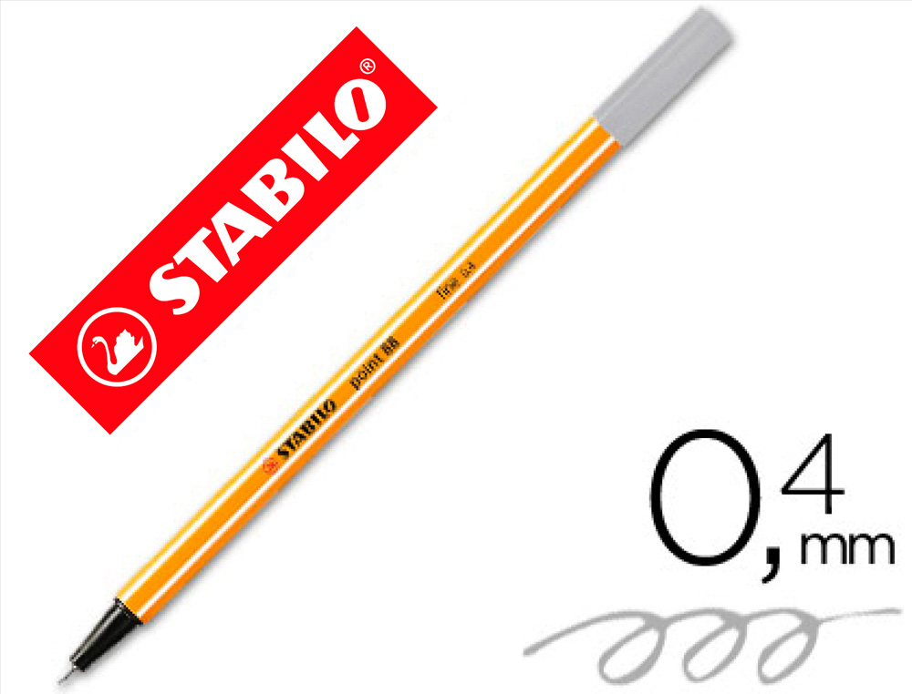 Rotulador stabilo punta de fib ra point 88 gris punta fina 0,4mm