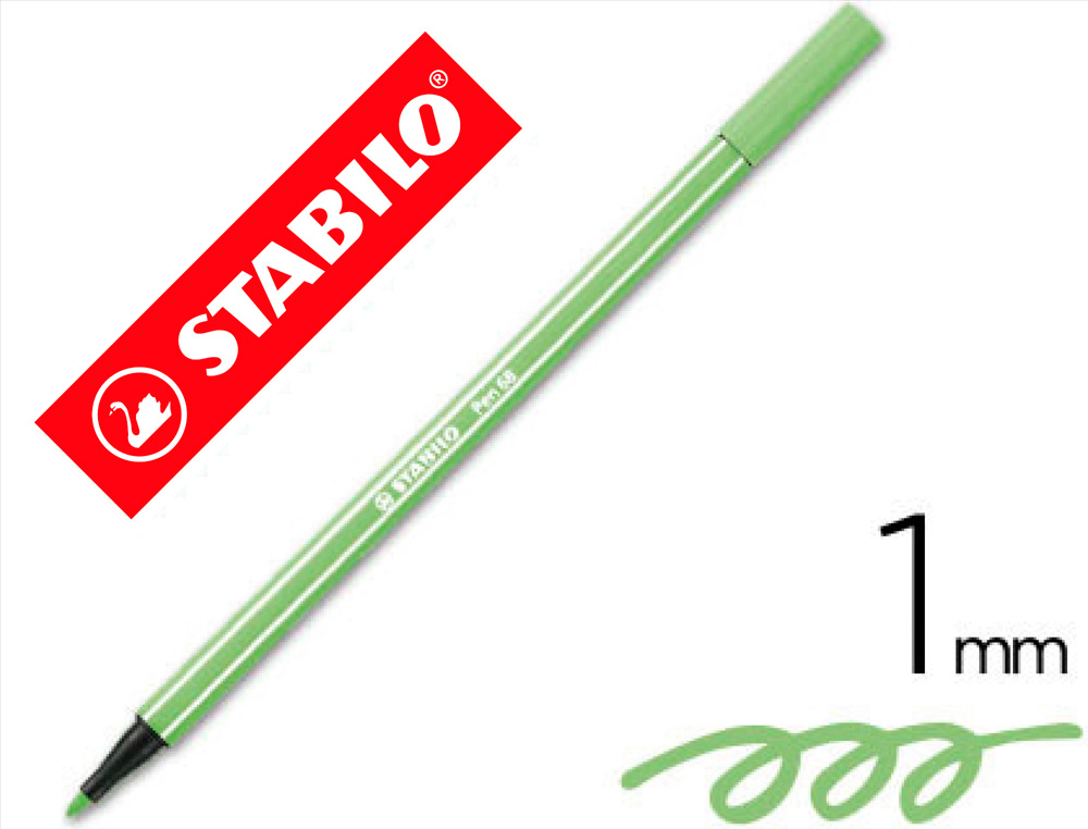 Rotulador stabilo acuarelable pen 68 verde hielo punta gruesa 1mm