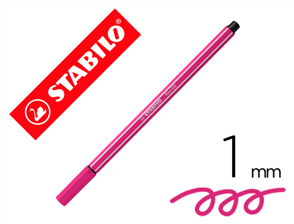Rotulador stabilo acuarelable pen 68 rosa punta gruesa 1mm