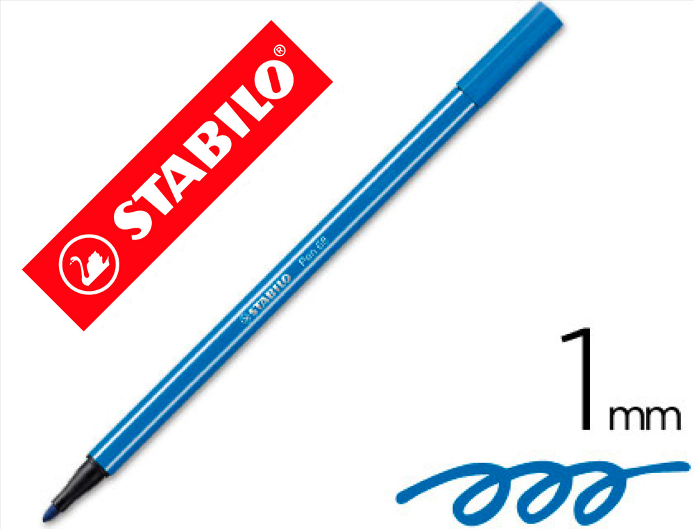 Rotulador stabilo acuarelable pen 68 azul marino punta gruesa 1mm