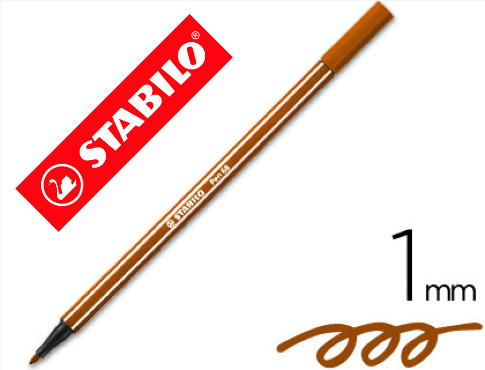 Rotulador stabilo acuarelable pen 68 marron punta gruesa 1mm