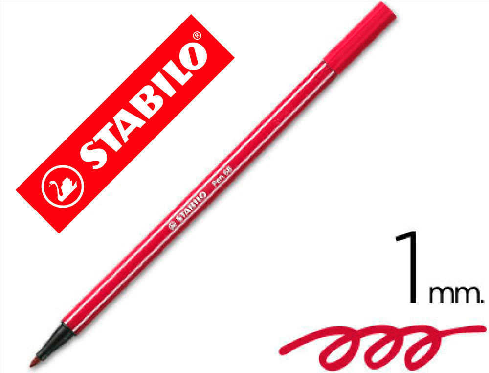 Rotulador stabilo acuarelable pen 68 rojo oscuro punta gruesa 1mm