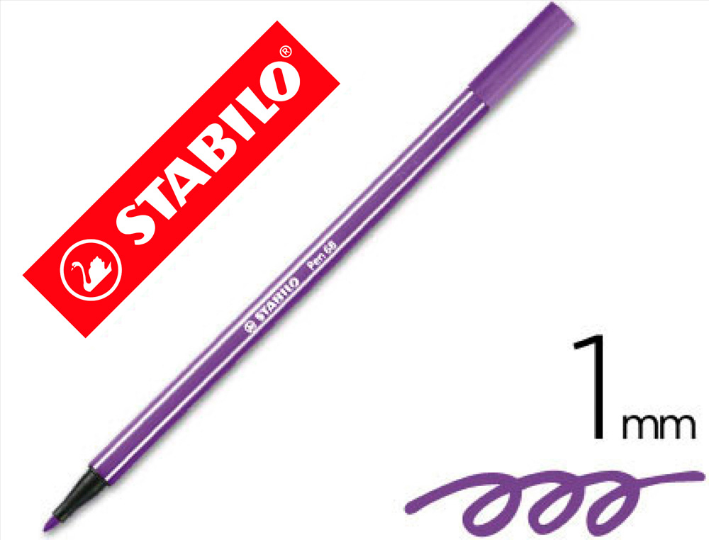 Rotulador stabilo acuarelable pen 68 violeta punta gruesa 1mm