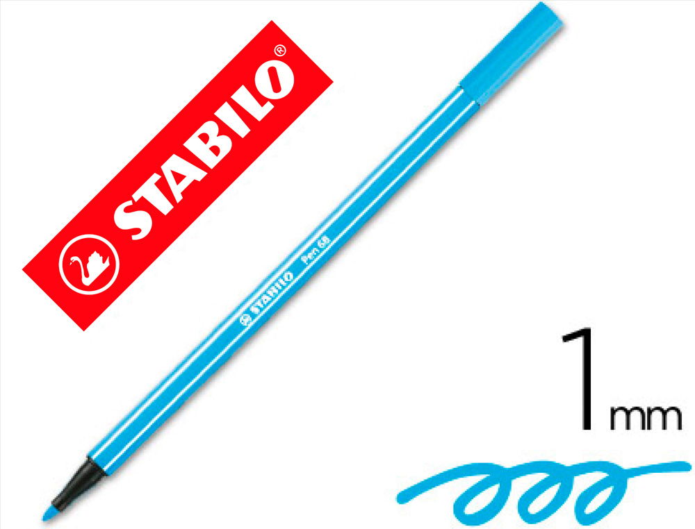 Rotulador stabilo acuarelable pen 68 azul celeste punta gruesa 1mm