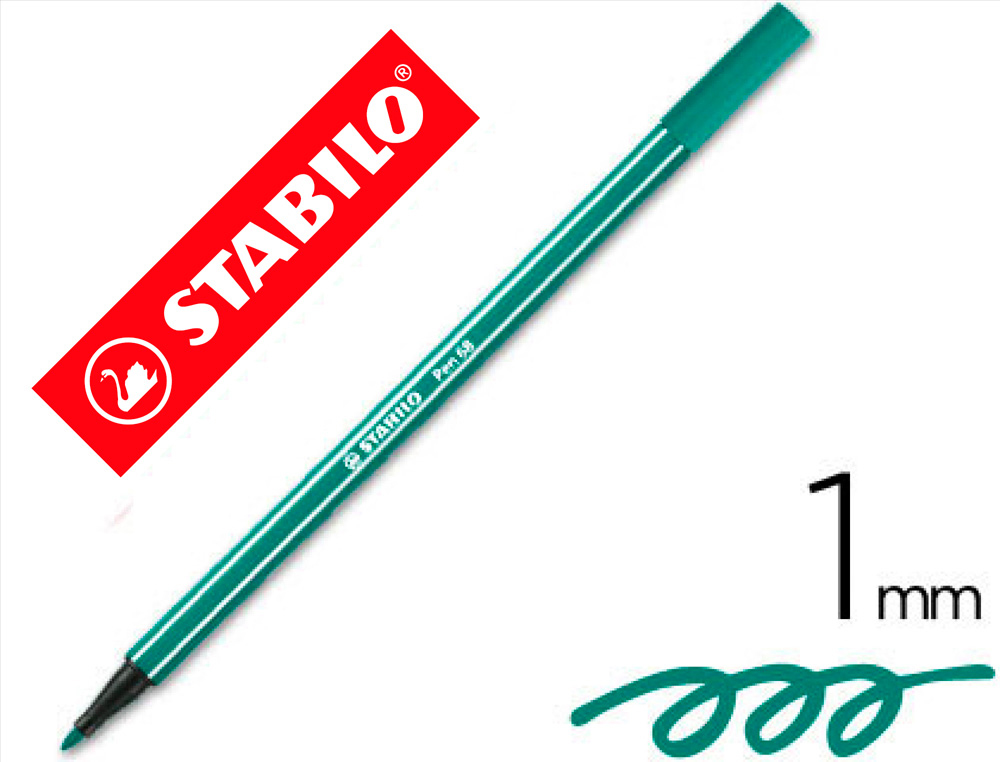Rotulador stabilo acuarelable pen 68 verde esmeralda punta gruesa 1mm