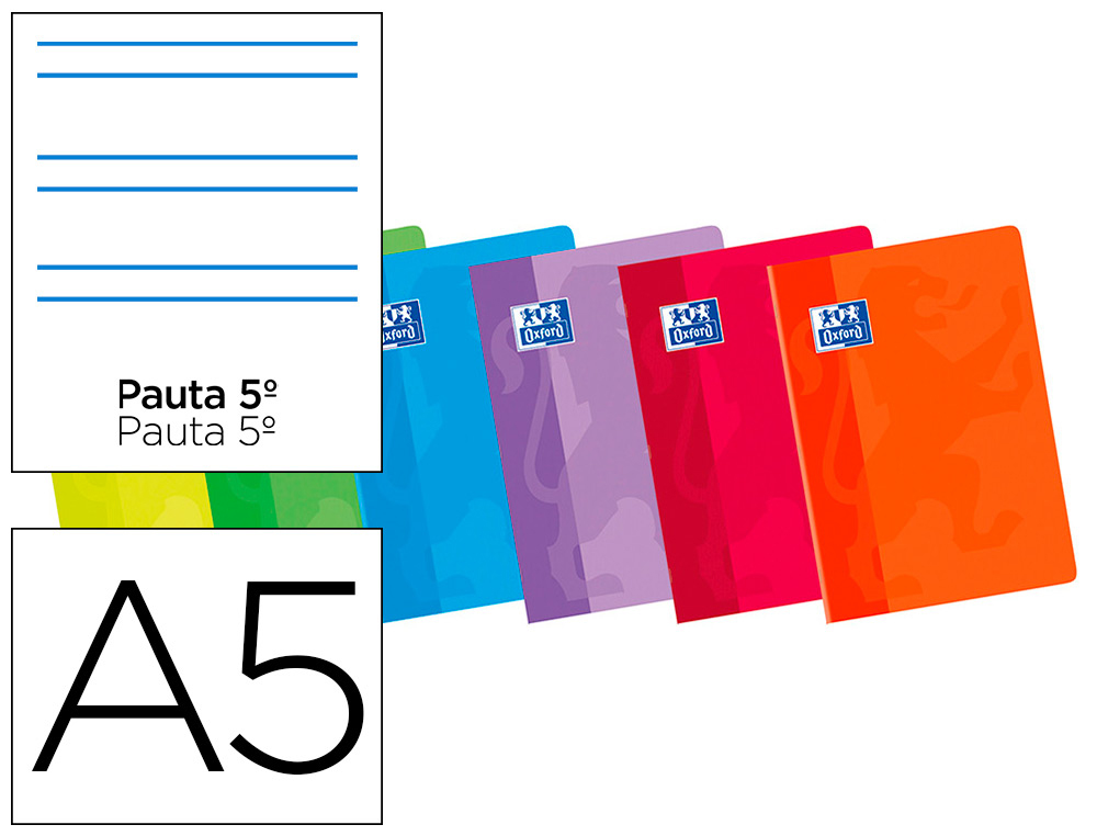 Libreta escolar oxford 48 h din a5 2 rayas pauta