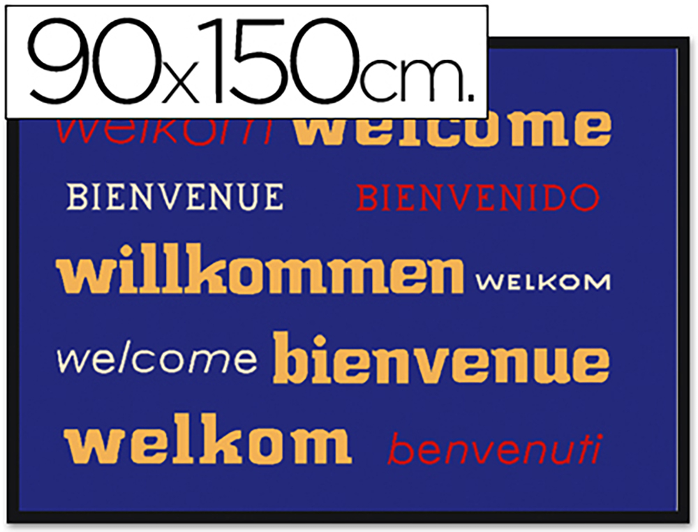 Alfombra fast-paperflow antipolvo de poliamido bienvenido azul 90x150 cms