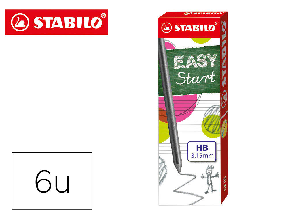 Minas stabilo easy ergo grafito hb 3,15 mm caja de 6 minas
