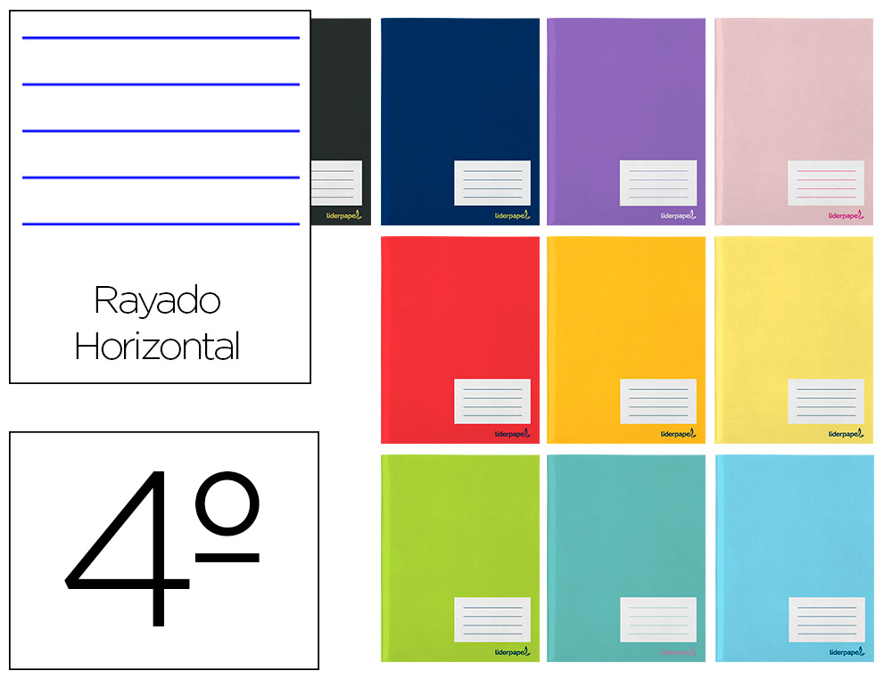 Libreta liderpapel smart a5 80 hojas 60g/m2 horizontal con doble margen colores surtidos tapa blanda