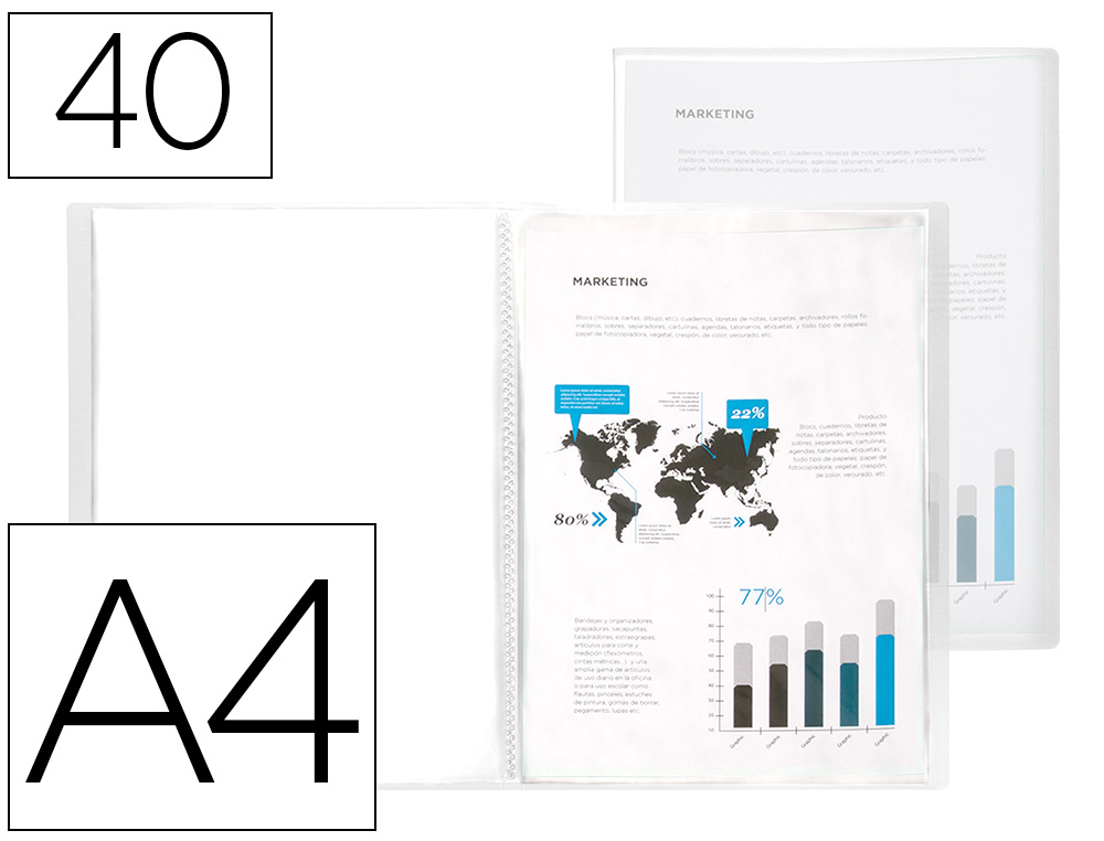 Carpeta liderpapel escaparate 47054 40 fundas polipropileno din a4 transparente translucido