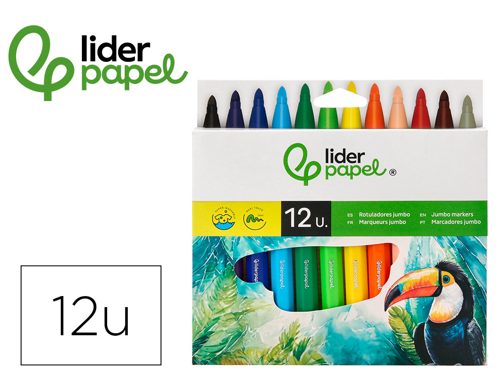 Rotulador liderpapel jumbo caja de 12 unidades colores surtidos