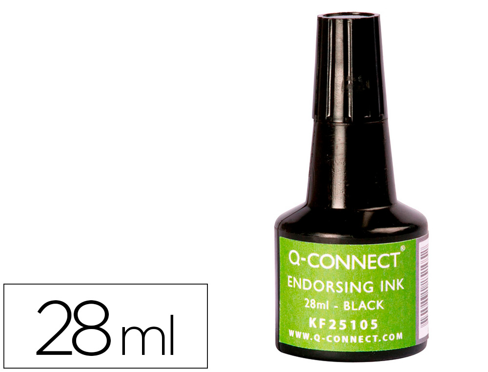 Tinta tampon q-connect negro bote 28 ml