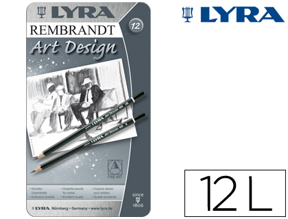 Lapices de grafito lyra rembrand art design caja de 12 graduaciones 6b-5b-4b-3b 2b-b-hb-f-h-2h-3h-4h