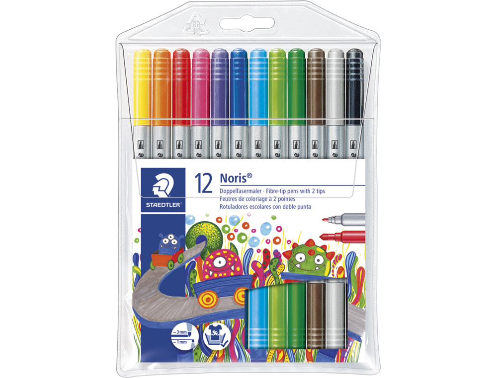 Rotulador staedtler noris club doble punta caja de 12 unidades colores surtidos