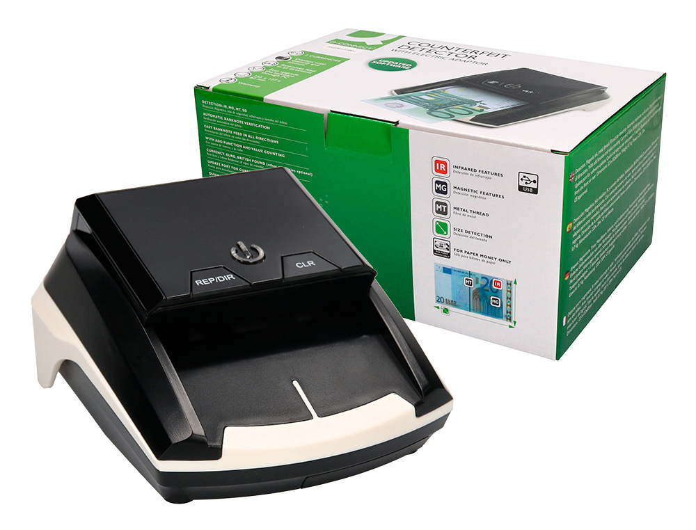 Detector y contador q-connect de billetes falsos con cargador electrico puerto usb actualizacion de divisas
