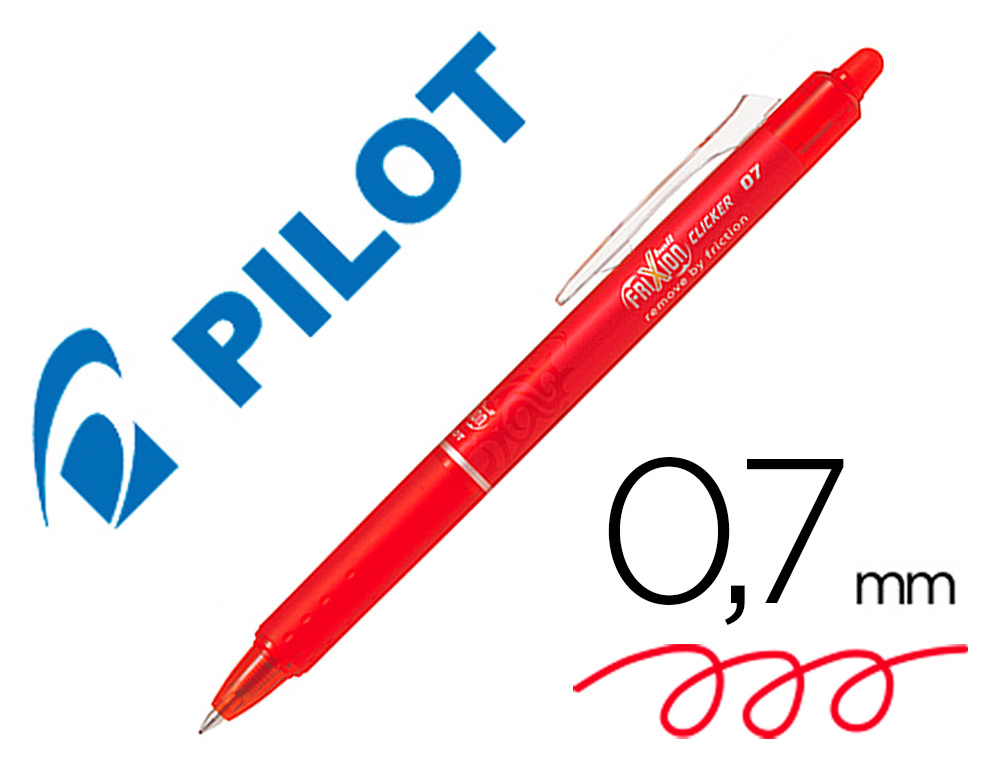 Boligrafo pilot frixion clicker borrable 0,7 mm color rojo