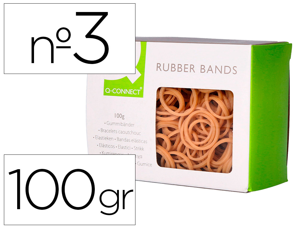 Gomillas elasticas q-connect 100 gr numero 3 30 x 2 mm