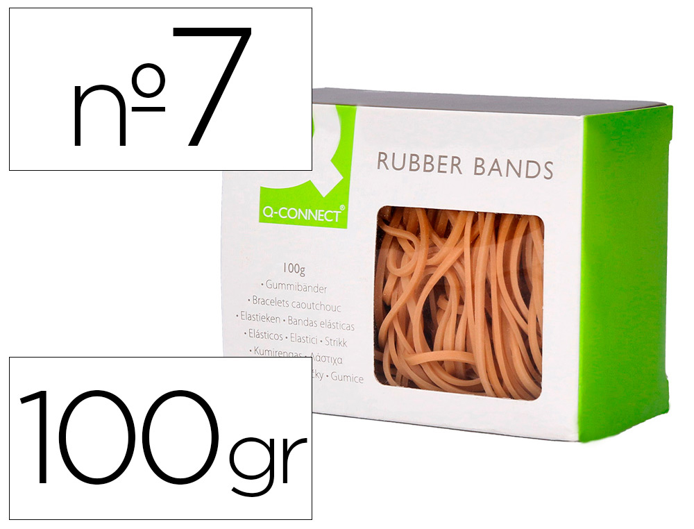 Gomillas elasticas q-connect 100 gr numero 7 70 x 2 mm
