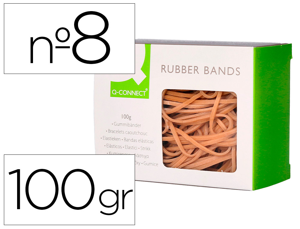 Gomillas elasticas q-connect 100 gr numero 8 80 x 2 mm