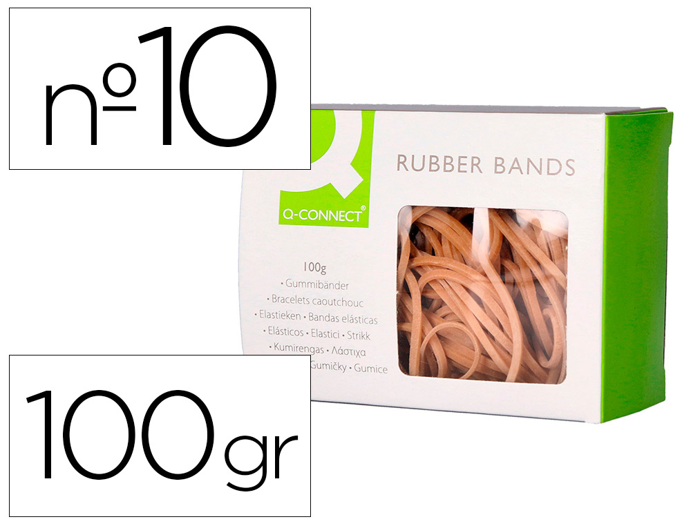 Gomillas elasticas q-connect 100 gr numero 10 100 x 2 mm