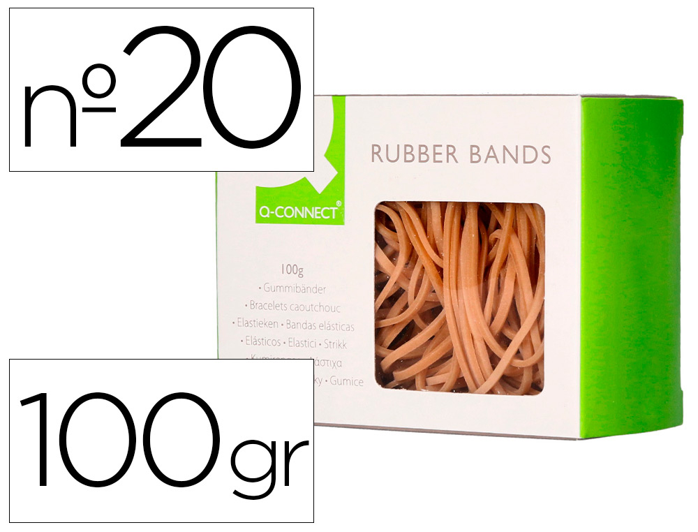 Gomillas elasticas q-connect 100 gr numero 20 200 x 2 mm