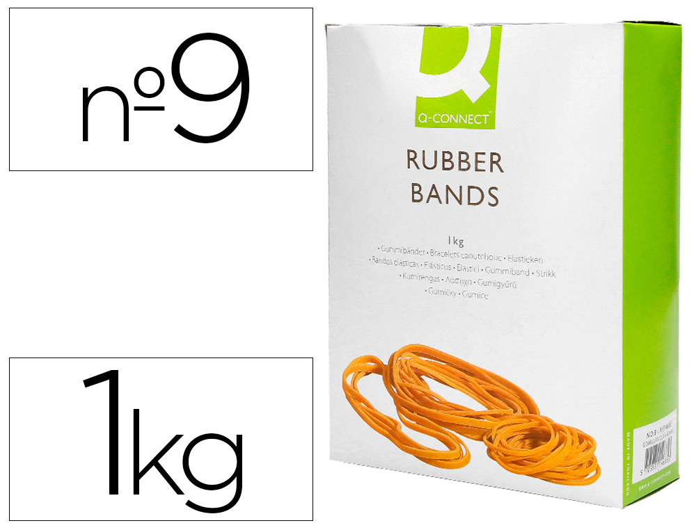 Gomillas elasticas q-connect 1000 gr numero 9 90 x 2 mm
