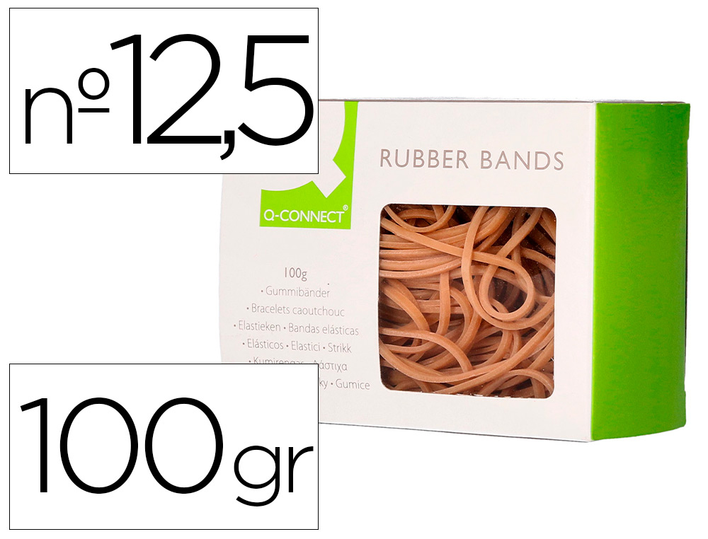 Bandas elasticas q-connect 100 gr 125 x 9 mm numero 12,5
