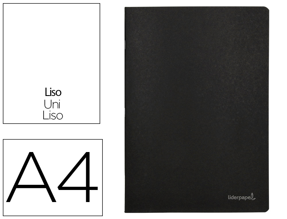 Libreta liderpapel tapa negra a4 80 hojas 60g/m2 liso con doble margen