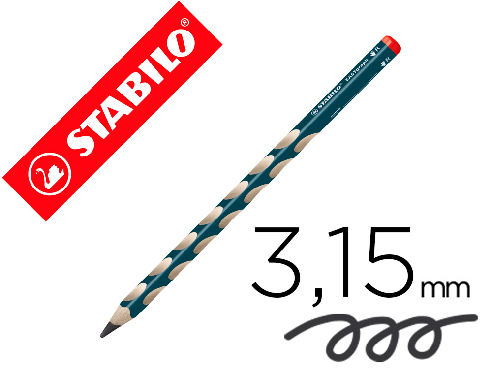 Lapices de grafito stabilo easygraph ergonomico para ambidiestros mina 3,15 mm hb