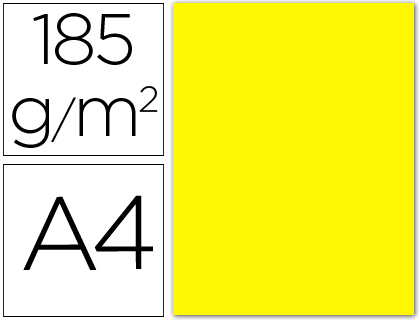 Cartulina guarro din a4 amarillo canario 185 gr paquete 50 hojas