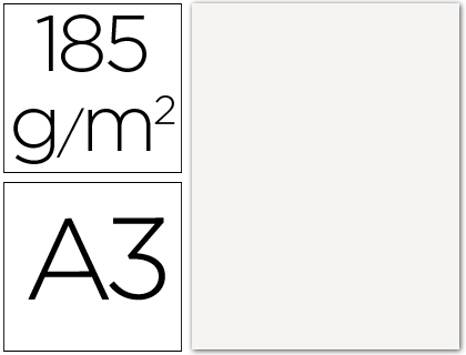 Cartulina guarro din a3 blanco 185 gr paquete 50 hojas