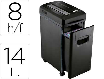 Destructora de documentos q-connect kf15547 capacidad de corte 8 h destruye grapas clips y tarjetas papelera 15l
