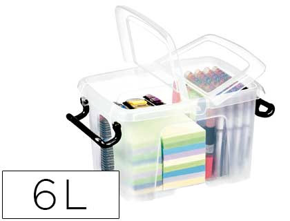Contenedor plastico cep 6 litros 305x224x182 mm transparente con tapa y cierre hermetico