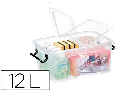 Contenedor plastico cep 12 litros 405x295x183 mm transparente con tapa y cierre hermetico