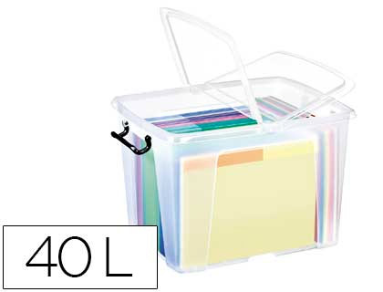 Contenedor plastico cep 40 litros 397x498x329 mm transparente con tapa y cierre hermetico