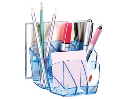 Organizador sobremesa cep confor ice blue plastico transparente celeste