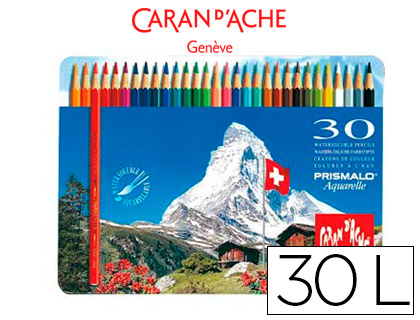 Lapices de colores caran d´ache acuarelables caja metalica de 30 colores surtidos