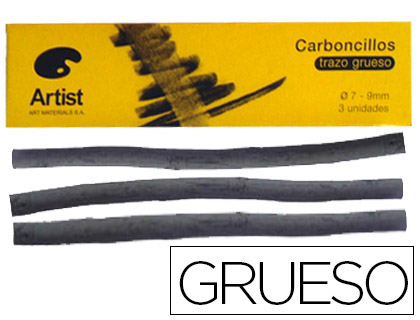 Carboncillo artist grueso 7-9 mm caja de 3 unidades