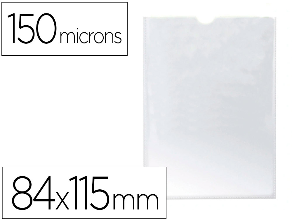 Funda portadocumento q-connect din a7 150 micras pvc transparente con uñero 84x115 mm