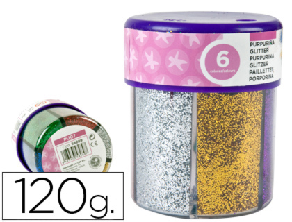 Purpurina liderpapel fantasia colores metalicos 6 colores surtidos bote de 120 gr
