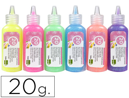 Purpurina pegamento liderpapel fantasia colores metalicos pasteles bote de 20 gr