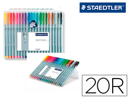 Rotulador staedtler triplus fineliner 334 estuche de 20 unidades colores surtidos