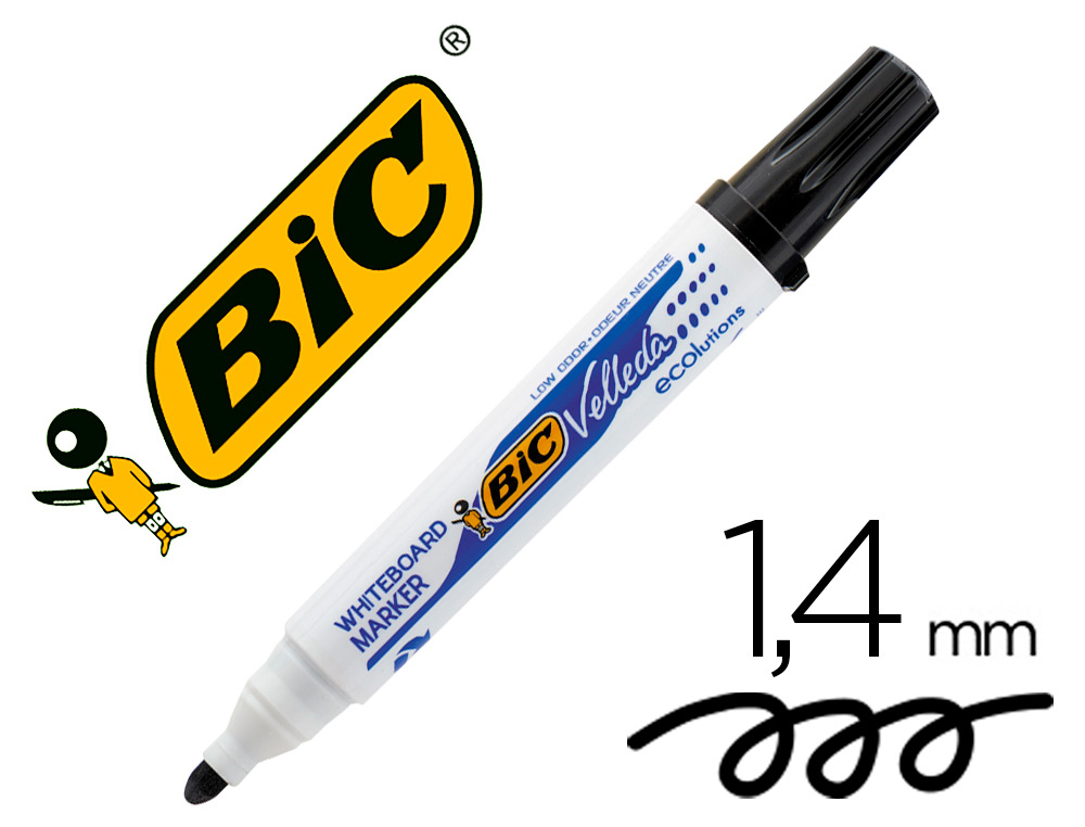 Rotulador bic velleda para pizarra negro punta redonda 1,3 mm